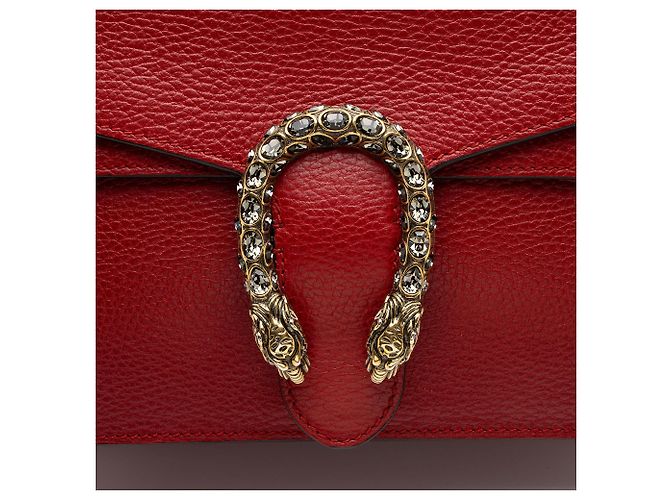 Borsa a tracolla Dionysus Medium in pelle e cristalli Gucci Rosso - vista 10