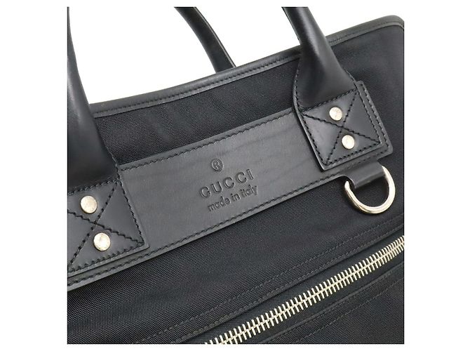 Pasta Executiva de Nylon, Lona e Couro Gucci Preto - vista 9