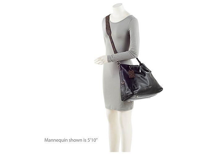 Borsa a Spalla Louis Vuitton Lambskin CarryAll Vibe MM Nero - vista 5