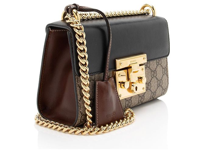 Piccola borsa a tracolla Gucci GG Supreme Padlock Marrone Beige - vista 2
