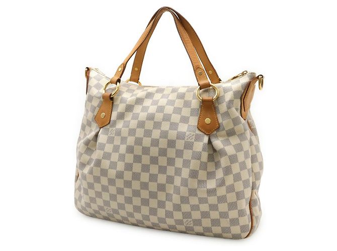 Borsa Tote Louis Vuitton Damier Azur Evora MM Marrone Beige - vista 2