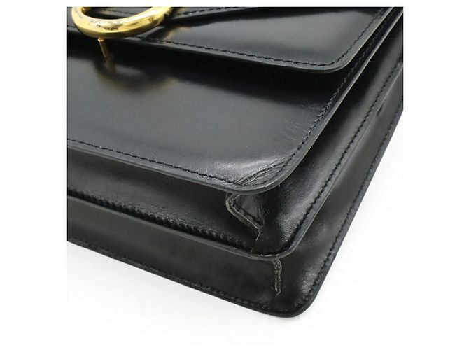Céline Borsa a mano Celine Gancini in pelle con patta Nero - vista 3