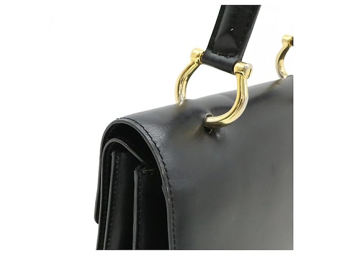 Céline Borsa a mano Celine Gancini in pelle con patta Nero - vista 4