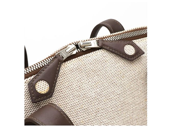 Hermès Borsa Hermes Toile Ash Leather Sac Ebou MM Tote Bag Marrone - vista 4