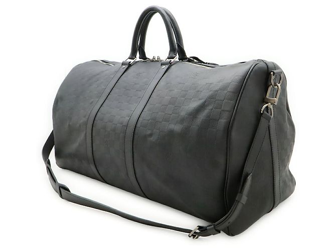 Borsa Louis Vuitton Damier Infini Keepall Bandouliere 55 Nero - vista 2