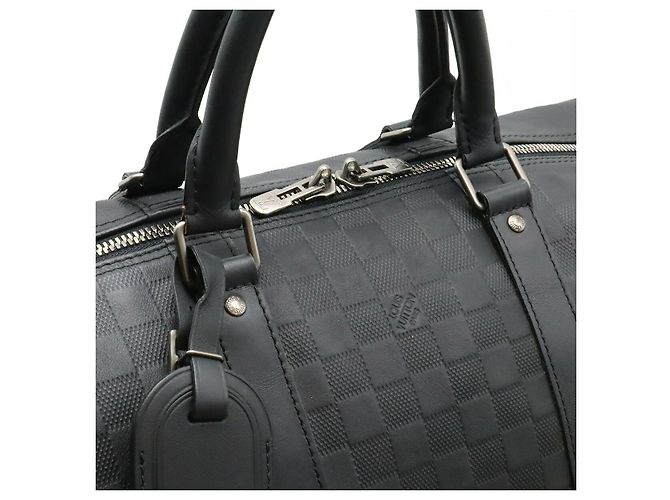 Borsa Louis Vuitton Damier Infini Keepall Bandouliere 55 Nero - vista 5
