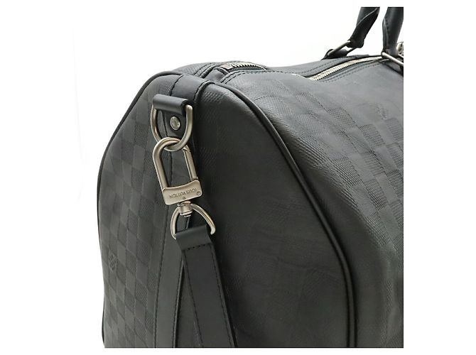 Borsa Louis Vuitton Damier Infini Keepall Bandouliere 55 Nero - vista 7