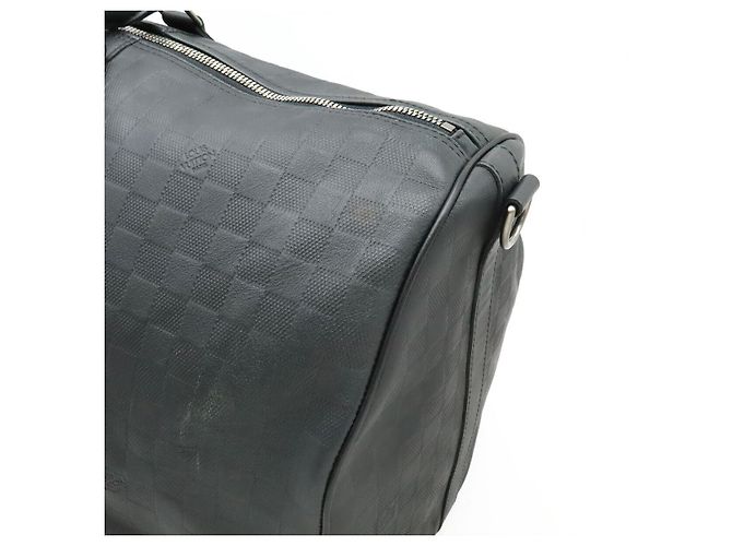 Borsa Louis Vuitton Damier Infini Keepall Bandouliere 55 Nero - vista 8