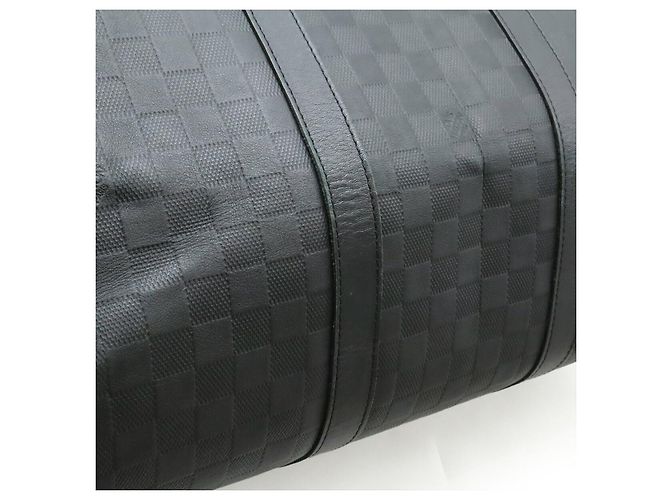Borsa Louis Vuitton Damier Infini Keepall Bandouliere 55 Nero - vista 9