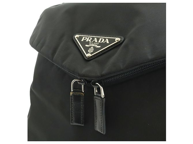 Prada Re-Nylon Lederrucksack Schwarz - Ansicht 9
