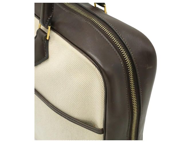Hermès Valigetta Hermes Plume Dog 38 Leather Marrone - vista 7