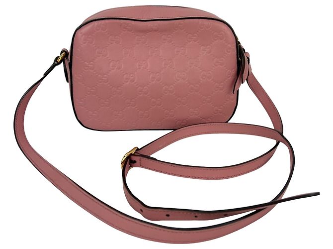 Borsa a tracolla Gucci Guccissima Camera in pelle rosa - vista 2
