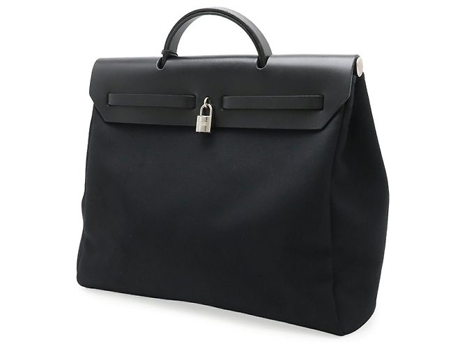 Hermès Hermes Toile Officier Leather Herbag MM Nero - vista 2