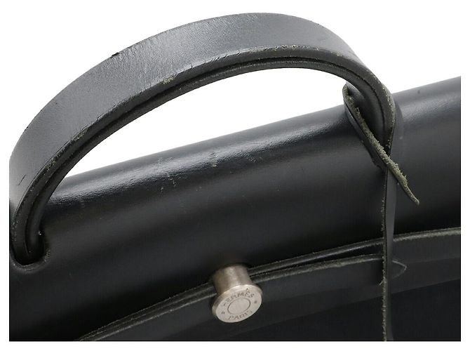 Hermès Hermes Toile Officier Leather Herbag MM Nero - vista 5