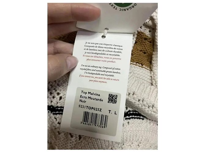 SéZane Top in maglia Malvina - Ecru/Senape/Nero Crudo - vista 3