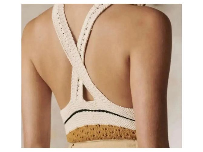 SéZane Top in maglia Malvina - Ecru/Senape/Nero Crudo - vista 4