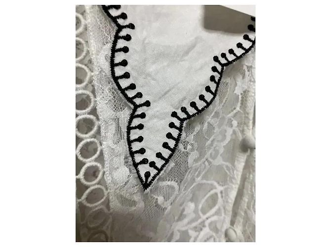 Autre Marque Object Cloud Dancer Spitzenbluse Weiß - Ansicht 5