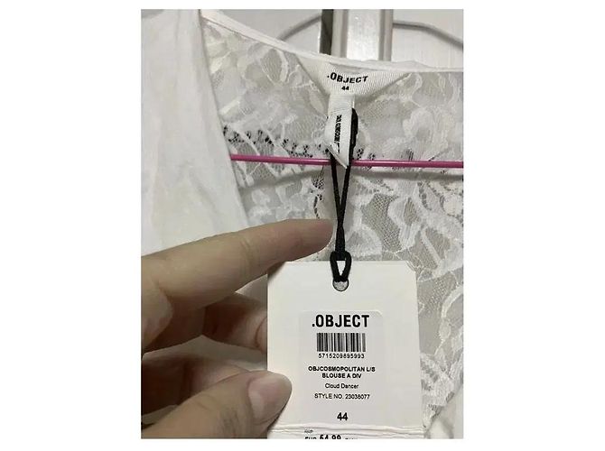 Autre Marque Object Cloud Dancer Spitzenbluse Weiß - Ansicht 6