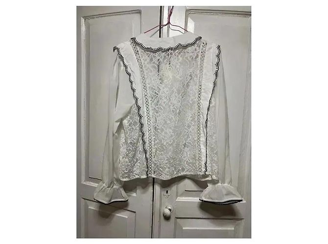 Autre Marque Object Cloud Dancer Spitzenbluse Weiß - Ansicht 7