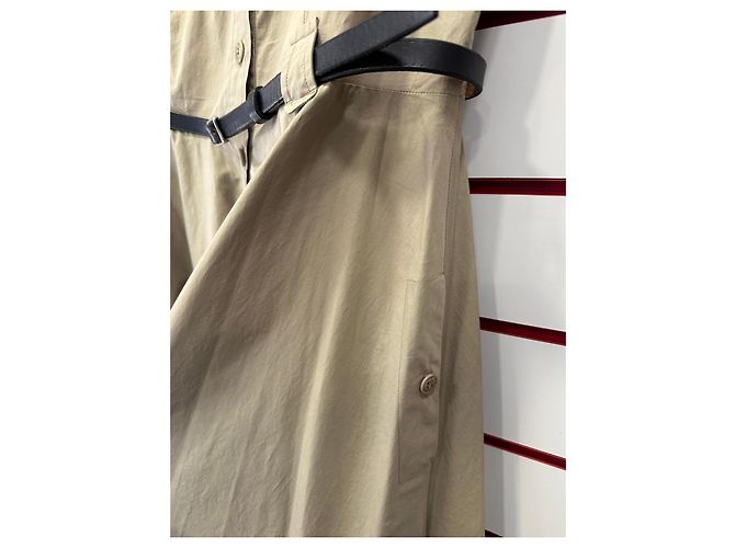 Vestido cinturón de algodón beige Weekend Max Mara - vista 3