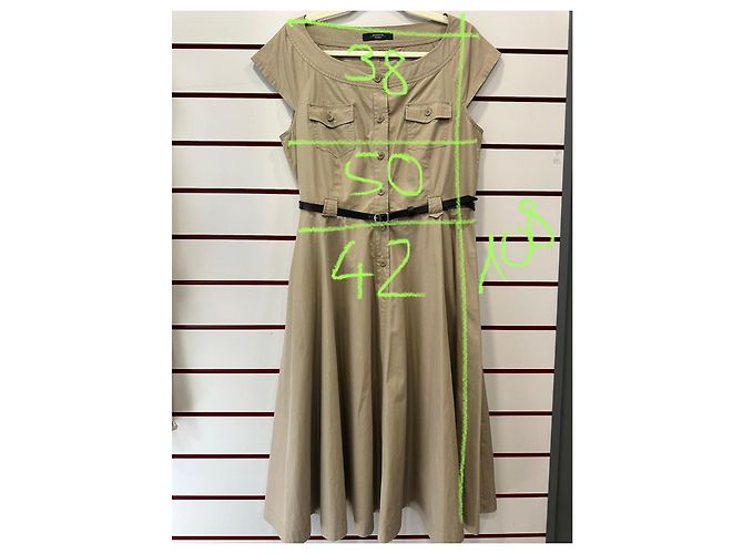 Vestido cinturón de algodón beige Weekend Max Mara - vista 6