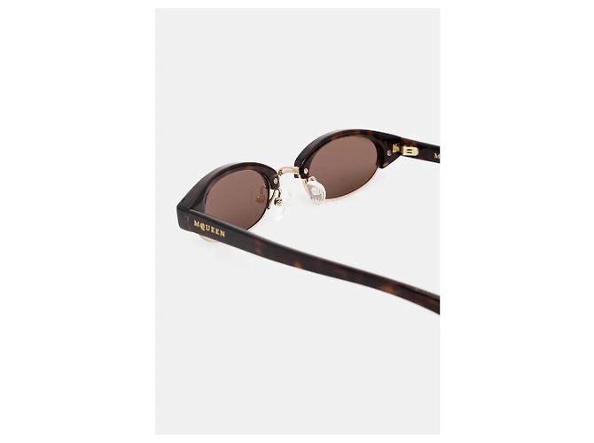 Alexander McQueen Sonnenbrille Oval Schildpatt Braun - Ansicht 3
