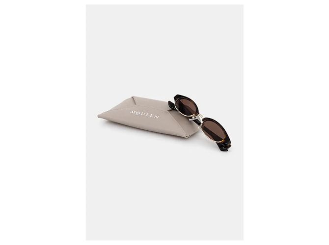 Alexander McQueen Sonnenbrille Oval Schildpatt Braun - Ansicht 4
