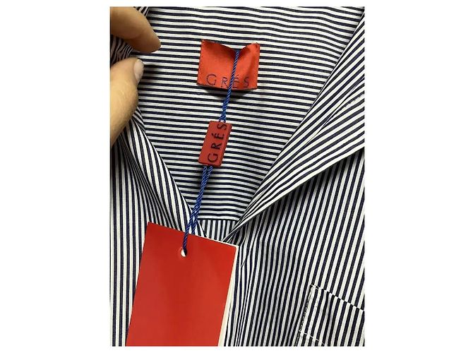 Autre Marque GRES Camicia Oversize a Righe con Ricamo Sirena Bianco Blu - vista 2
