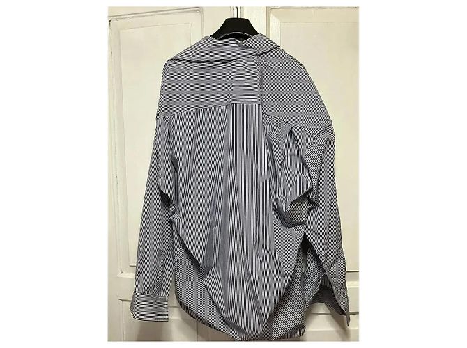 Autre Marque GRES Camicia Oversize a Righe con Ricamo Sirena Bianco Blu - vista 5