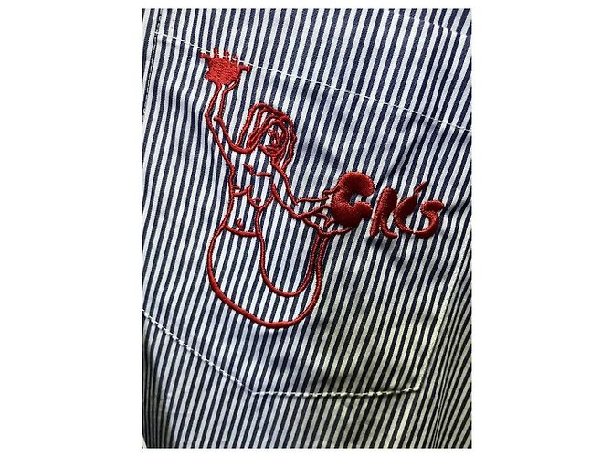 Autre Marque GRES Camicia Oversize a Righe con Ricamo Sirena Bianco Blu - vista 6