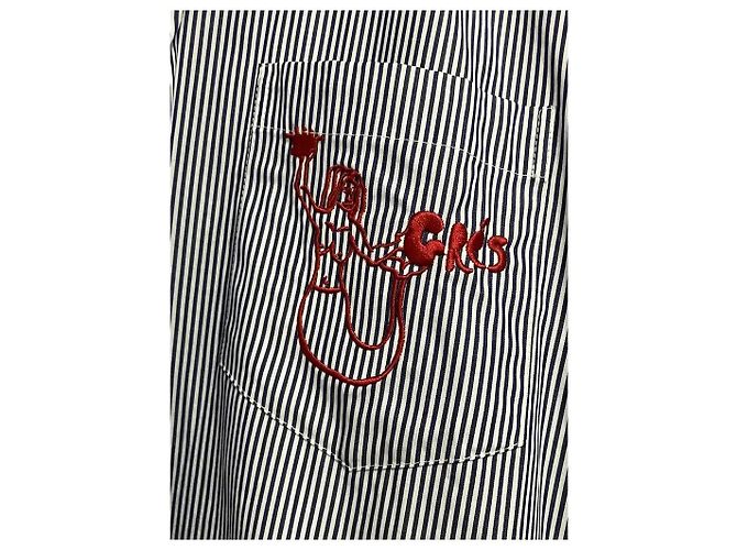 Autre Marque GRES Camicia Oversize a Righe con Ricamo Sirena Bianco Blu - vista 8
