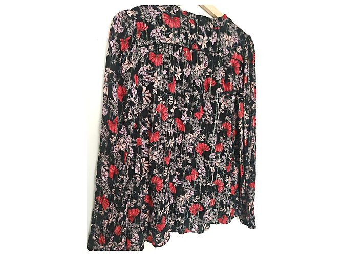 Ba&Sh Bluse mit Blumenmuster - Schwarz, Rot & Rosa Pink - Ansicht 16