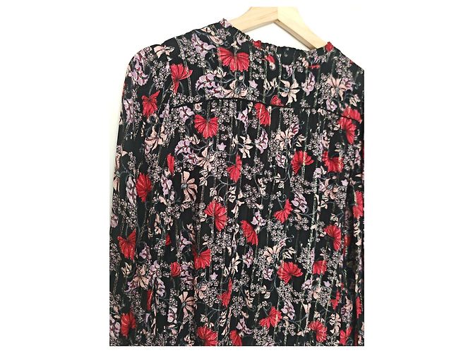 Ba&Sh Bluse mit Blumenmuster - Schwarz, Rot & Rosa Pink - Ansicht 17