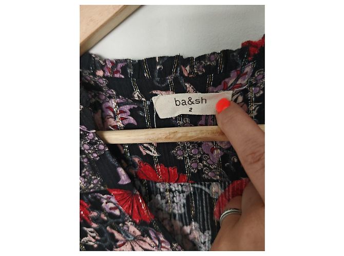 Ba&Sh Bluse mit Blumenmuster - Schwarz, Rot & Rosa Pink - Ansicht 20