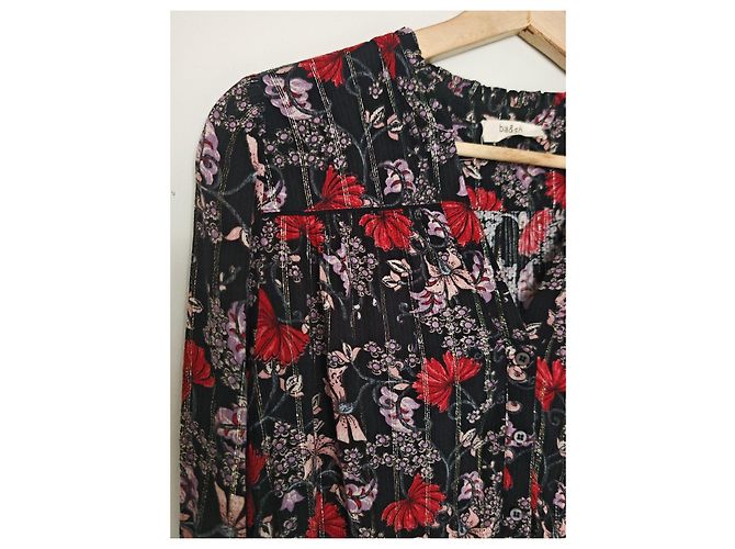 Ba&Sh Bluse mit Blumenmuster - Schwarz, Rot & Rosa Pink - Ansicht 3