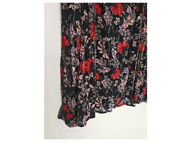 Ba&Sh Bluse mit Blumenmuster - Schwarz, Rot & Rosa Pink - Ansicht 4
