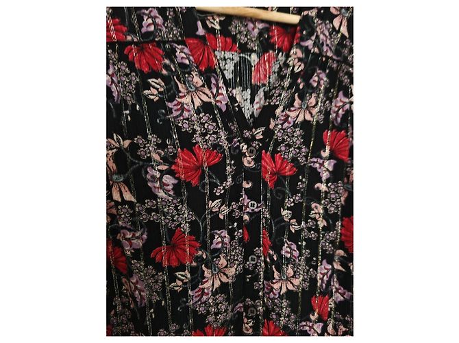 Ba&Sh Bluse mit Blumenmuster - Schwarz, Rot & Rosa Pink - Ansicht 5