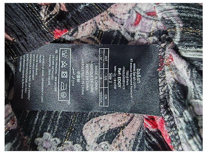 Ba&Sh Bluse mit Blumenmuster - Schwarz, Rot & Rosa Pink - Ansicht 7