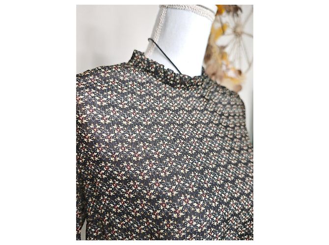 Sézane Bluse mit floralem Print Schwarz Mehrfarben - Ansicht 13