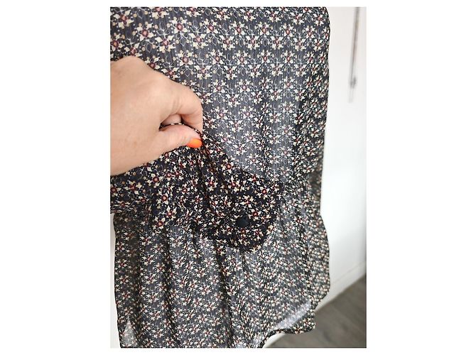 Sézane Bluse mit floralem Print Schwarz Mehrfarben - Ansicht 14