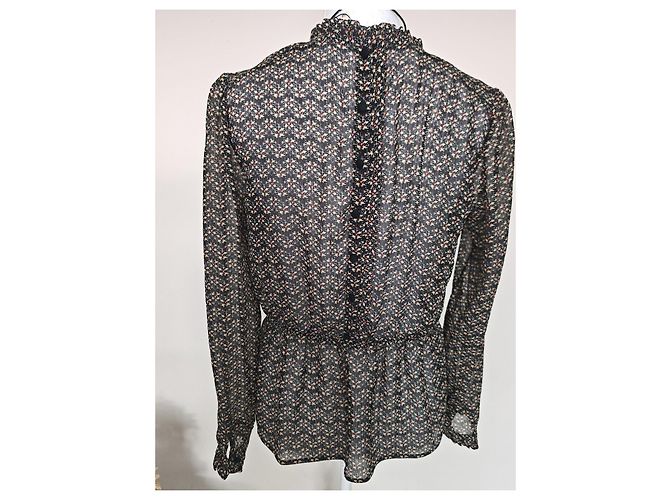 Sézane Bluse mit floralem Print Schwarz Mehrfarben - Ansicht 15