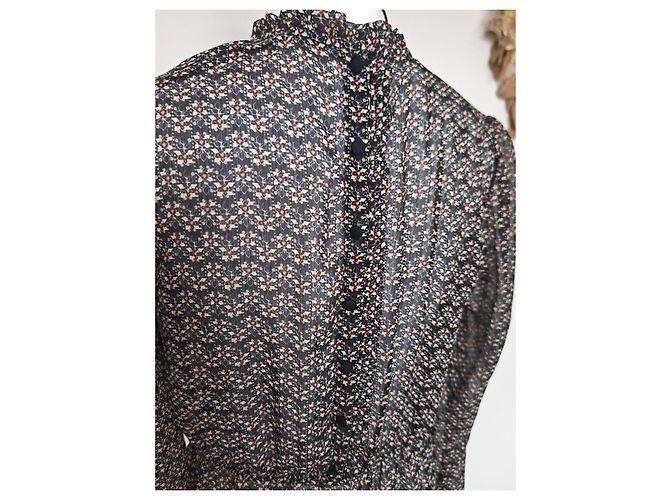 Sézane Bluse mit floralem Print Schwarz Mehrfarben - Ansicht 16