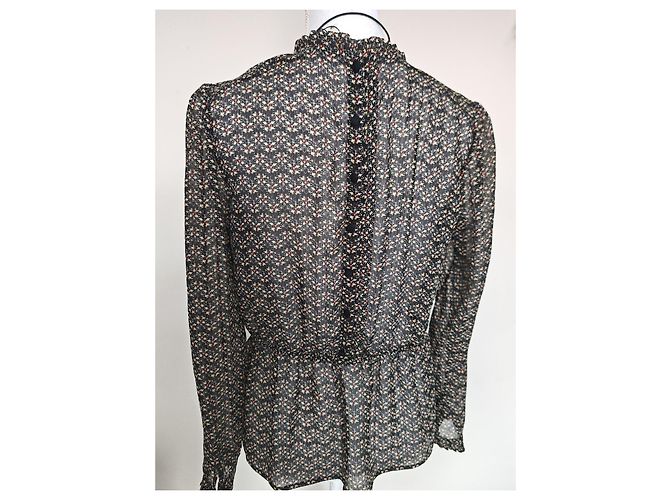 Sézane Bluse mit floralem Print Schwarz Mehrfarben - Ansicht 17