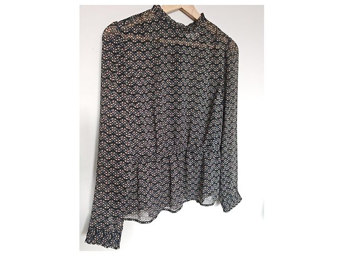 Sézane Bluse mit floralem Print Schwarz Mehrfarben - Ansicht 2