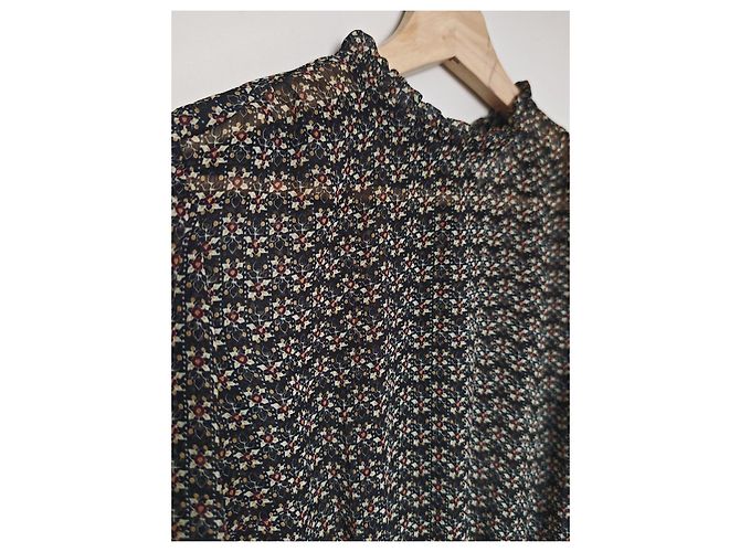 Sézane Bluse mit floralem Print Schwarz Mehrfarben - Ansicht 3