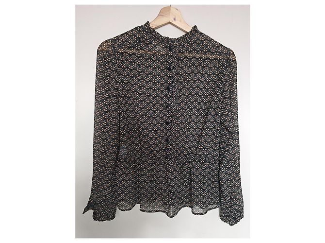 Sézane Bluse mit floralem Print Schwarz Mehrfarben - Ansicht 5