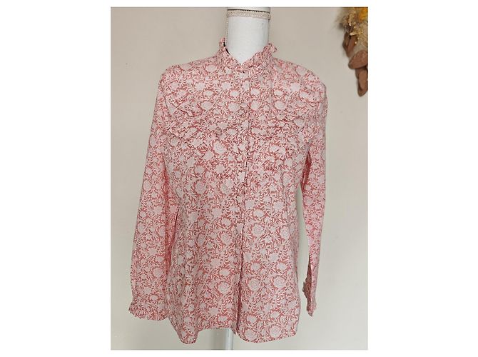 Sézane Bluse mit Blumenmuster in Rosa und Weiß Pink - Ansicht 12
