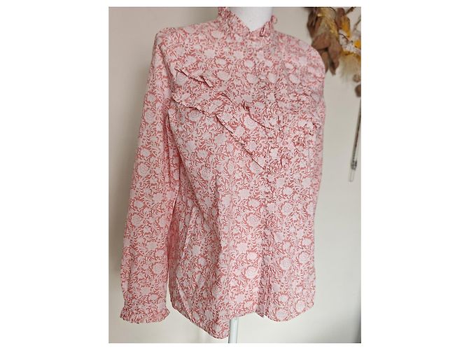 Sézane Bluse mit Blumenmuster in Rosa und Weiß Pink - Ansicht 13