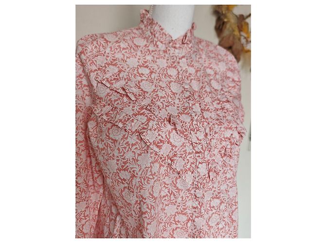 Sézane Bluse mit Blumenmuster in Rosa und Weiß Pink - Ansicht 14