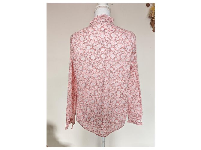 Sézane Bluse mit Blumenmuster in Rosa und Weiß Pink - Ansicht 18